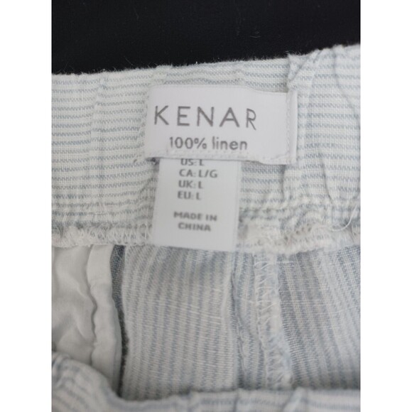 Kenar Women's Pin Striped Linen Drawstring  Cropped Pants Size Large - Picture 6 of 8